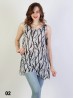 Branch Print Fashion Tops W/ Coconut Buttons